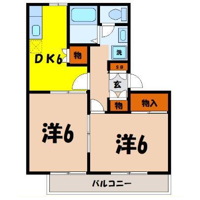 ニューコマガタハイツ(2DK/2階)の間取り写真