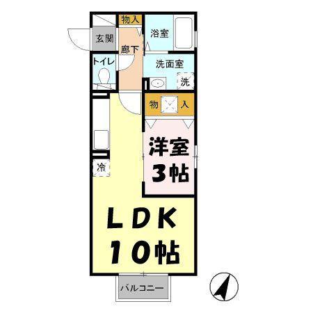 アモーレ1(1LDK/1階)の間取り写真