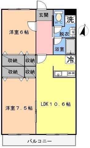 マンション柏(2LDK/2階)の間取り写真