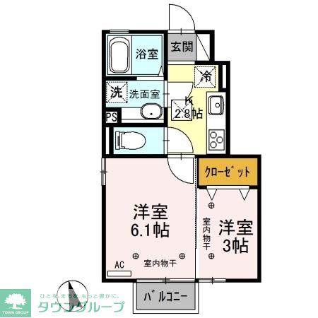 ショコラ A(2K/1階)の間取り写真