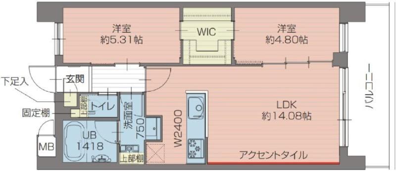 プレジオ北綾瀬ASIAN(2LDK/2階)の間取り写真
