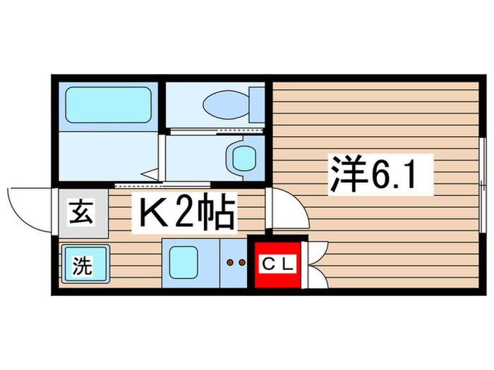 フォレストツインハウスII B棟(1K/1階)の間取り写真