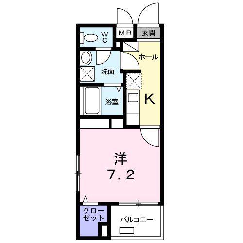 アーバンヒルズ鷺沼II(1K/2階)の間取り写真