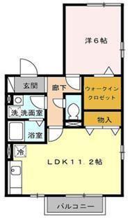 ラークヒルズI(1LDK/2階)の間取り写真