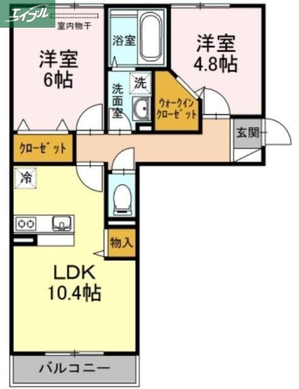 メナージュ今(2LDK/1階)の間取り写真