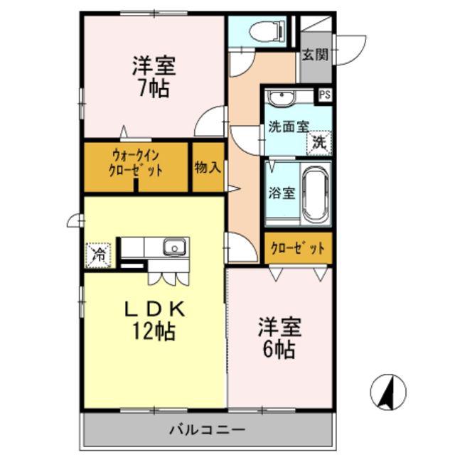 リーフガーデンII(2LDK/1階)の間取り写真