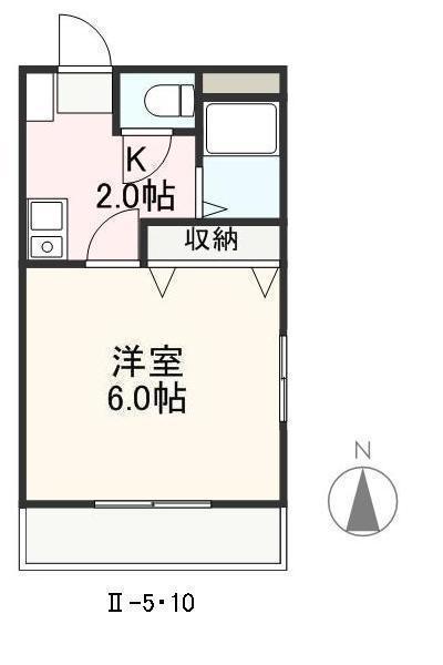 クレイドル安田II(1K/2階)の間取り写真