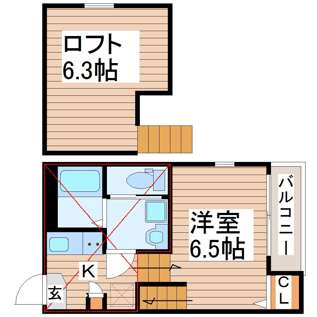 PRENDRE NO.10(1K/2階)の間取り写真