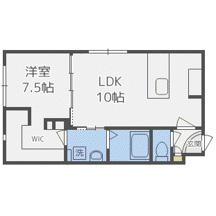 RESTS ON 旭山公園通(1LDK/5階)の間取り写真