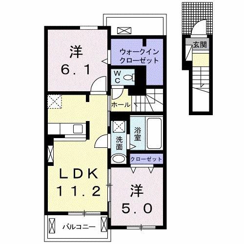 サン ウィステリア II(2LDK/2階)の間取り写真
