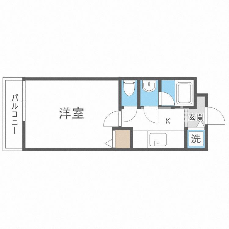 ラフィーネ住之江(1K/1階)の間取り写真