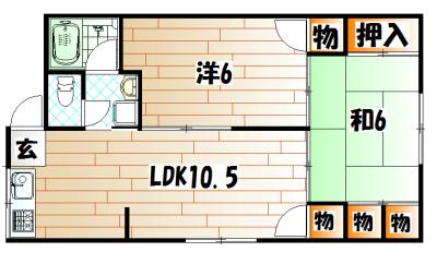 グリーンハイツ別院(2LDK/2階)の間取り写真