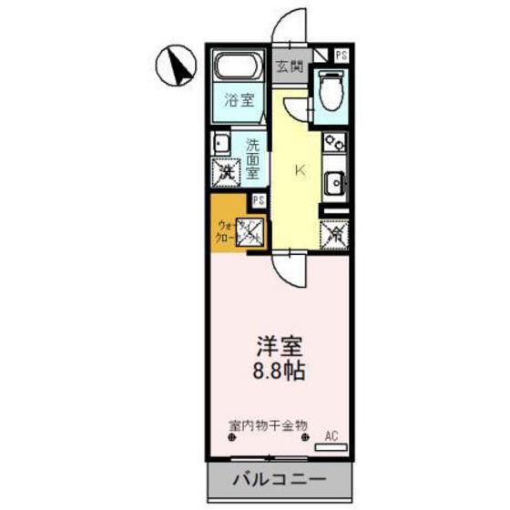 ハイエストヒル B棟(1K/1階)の間取り写真