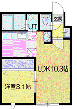 リバティ東郊(1LDK/3階)の間取り写真