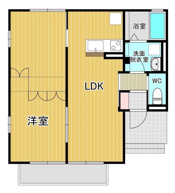 サンハイムFB 弐番館(1LDK/1階)の間取り写真