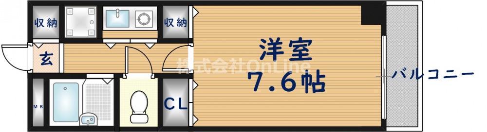 サンモール(1K/8階)の間取り写真