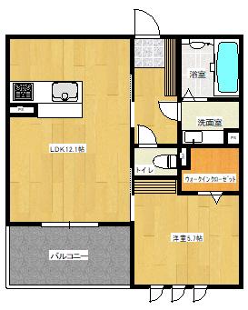 パークレークEZU(1LDK/2階)の間取り写真