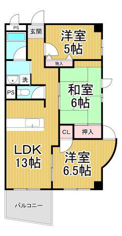 ビューラーささはら(3LDK/4階)の間取り写真