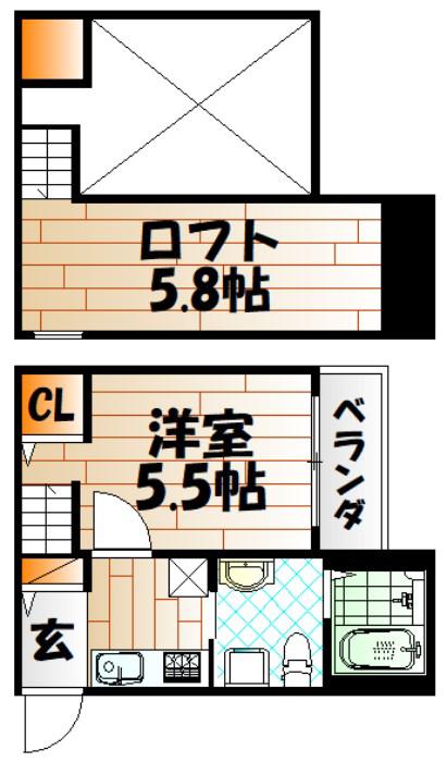RIDEII(1K/1階)の間取り写真
