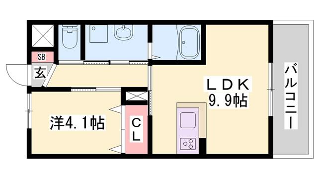 レイク フォレスト(1LDK/1階)の間取り写真