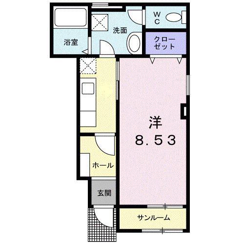 ライツ・レーベンII(1K/1階)の間取り写真