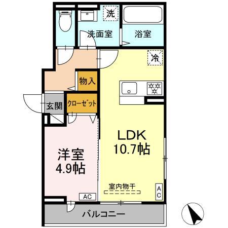 リベラマーロV(1LDK/2階)の間取り写真