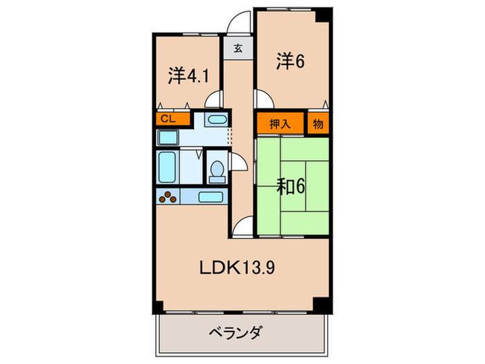 セゾン日野(3LDK/1階)の間取り写真