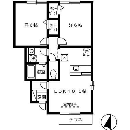 サン・ローズ出水(2LDK/1階)の間取り写真
