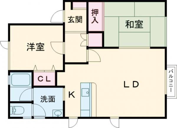 モンシャトウNANAEHAMA(2LDK/2階)の間取り写真