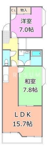 カメリアコーポ(2LDK/2階)の間取り写真