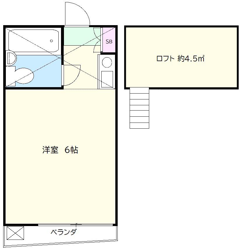 フラット中野(ワンルーム/2階)の間取り写真