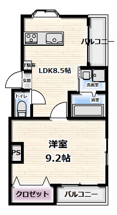 オークヒルズ(1LDK/1階)の間取り写真