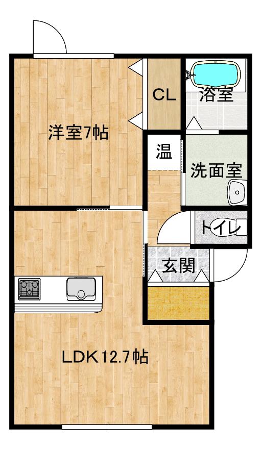 ツタージュE(1LDK/2階)の間取り写真