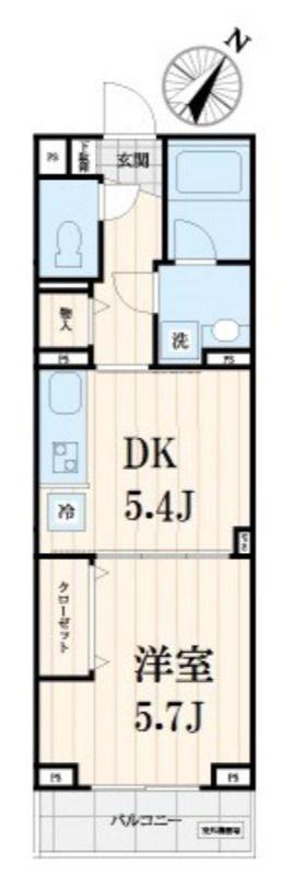 グランデール中目黒(1DK/2階)の間取り写真