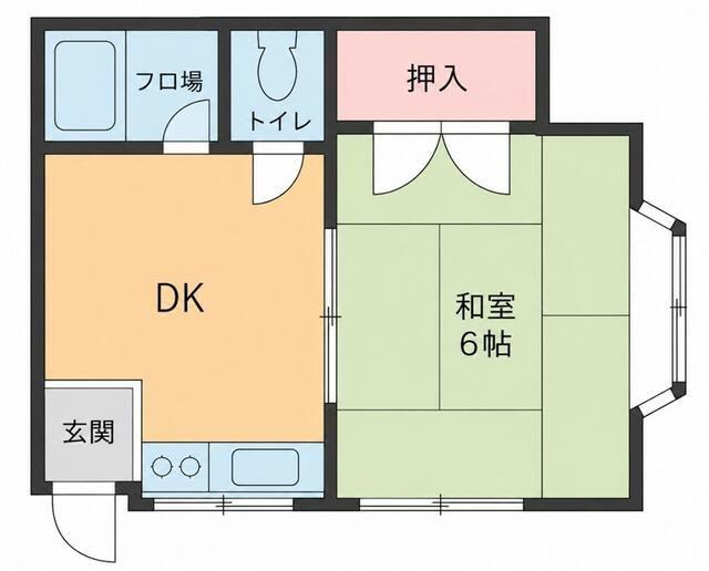 第1こまくさ荘(1DK/2階)の間取り写真