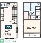 MELDIA岩槻II(1LDK/2階)の間取り写真
