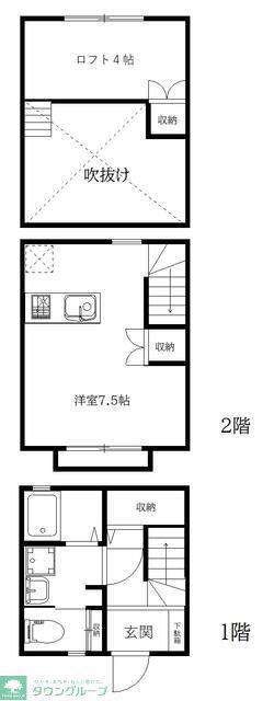ベルビュー草加(ワンルーム/1階)の間取り写真