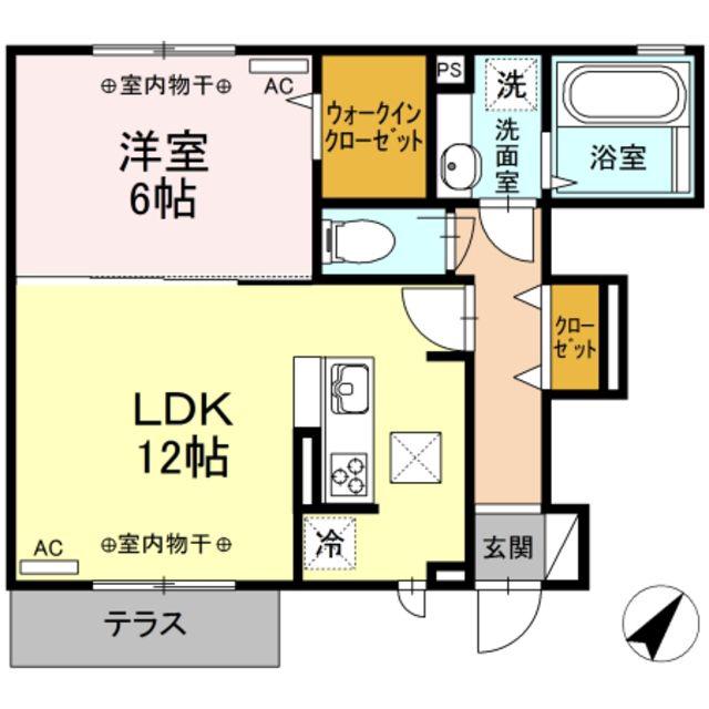 マザーリーフ(1LDK/1階)の間取り写真