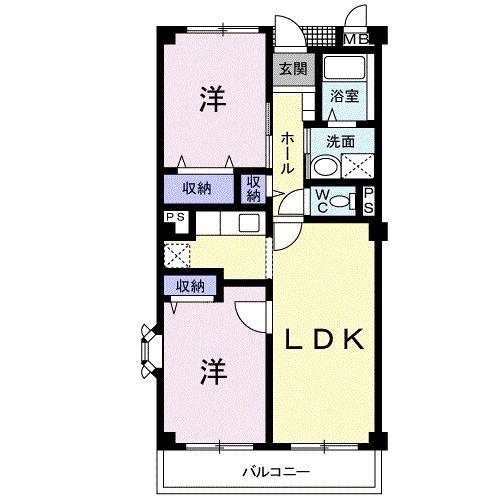 サンヒルズ柏B(2LDK/3階)の間取り写真