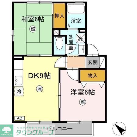 セジュールラフィネ(2DK/2階)の間取り写真