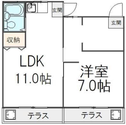 メゾンエクセK(1LDK/1階)の間取り写真