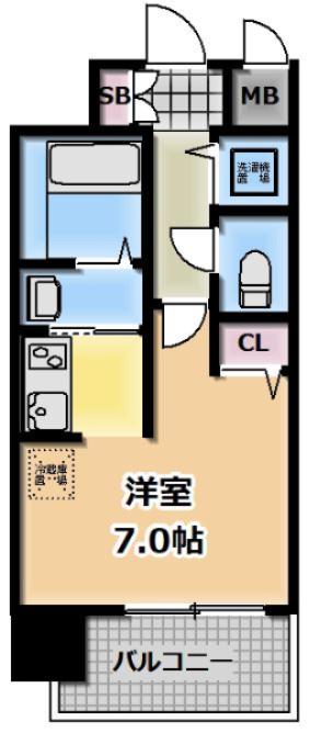 クレアート大阪トゥールビヨン(1K/6階)の間取り写真