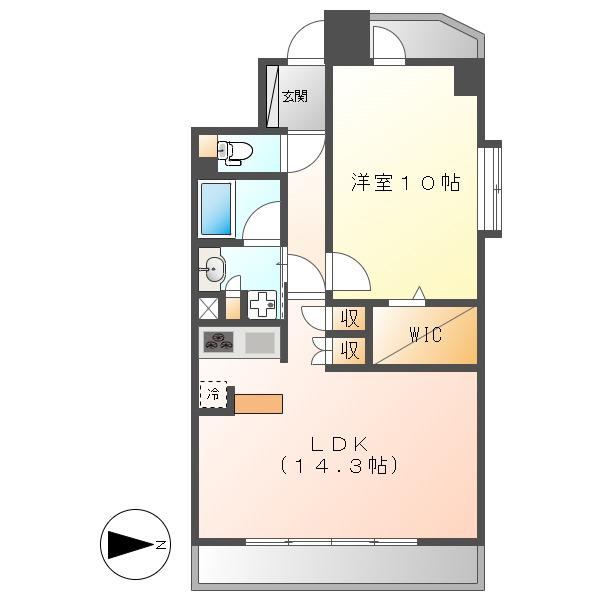 ラ・ドーニ清水(1LDK/6階)の間取り写真