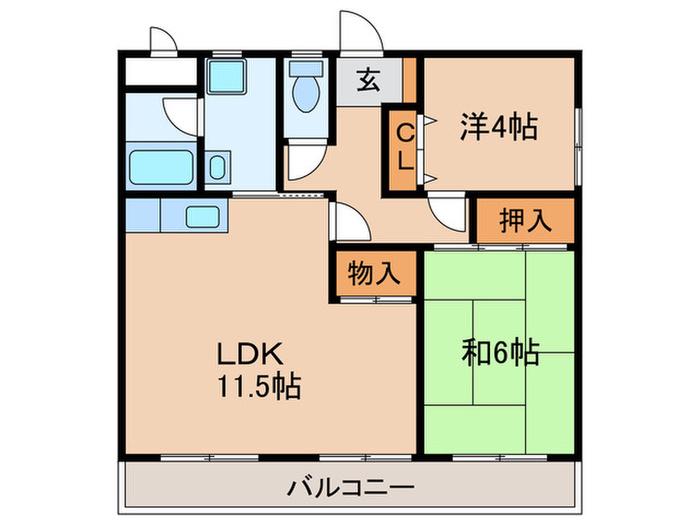 サンテラス垂水(2LDK/3階)の間取り写真
