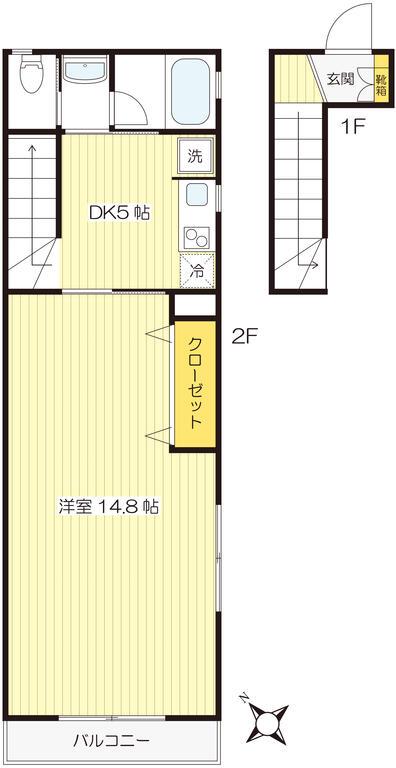 ルーモ大岡山(1DK/2階)の間取り写真