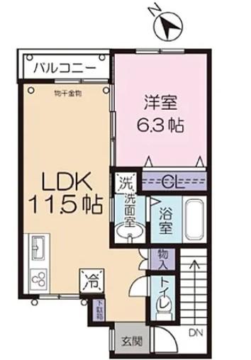 カトル アンジェ(1LDK/3階)の間取り写真