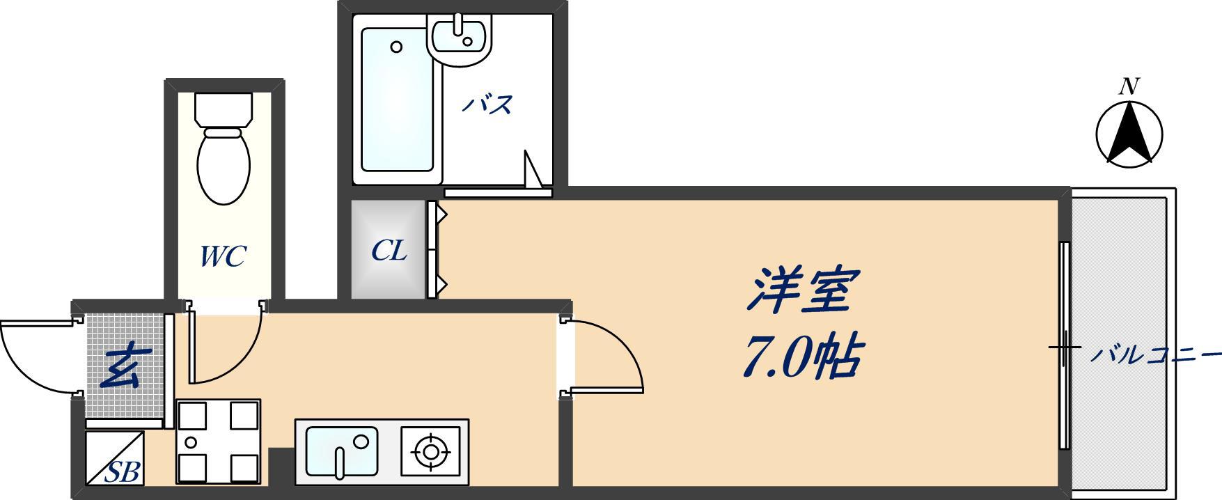 チェリーハイツ宮町(1K/1階)の間取り写真