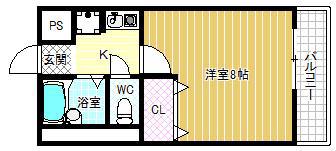 シーダ・ヒル(1K/3階)の間取り写真