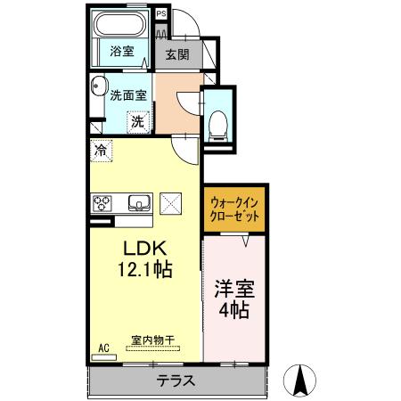 D-ROOM花園(1LDK/1階)の間取り写真