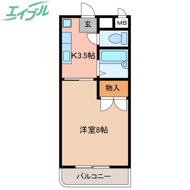 ユーミー日愛マンション(1K/3階)の間取り写真